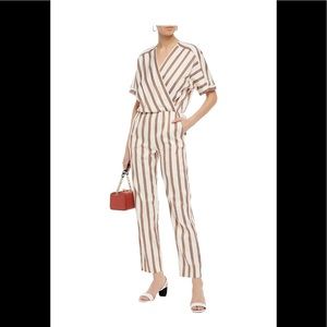 Maje Pieni wrap-effect striped twill jumpsuit